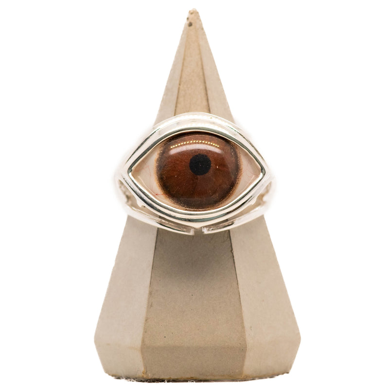 Brown Glass Skeleton Eye Ring