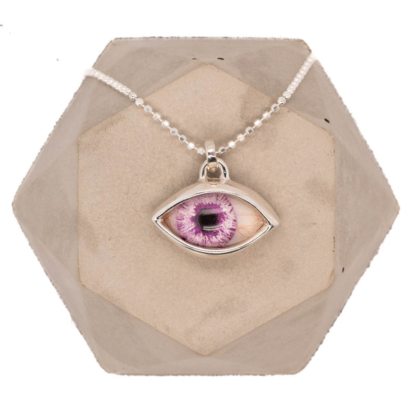 Hand Painted Purple Silver Eye Dali Pendant