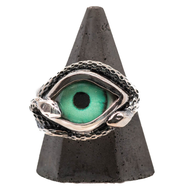 Hand Painted Turquoise Ojo De Medusa Eye Ring (smaller version)