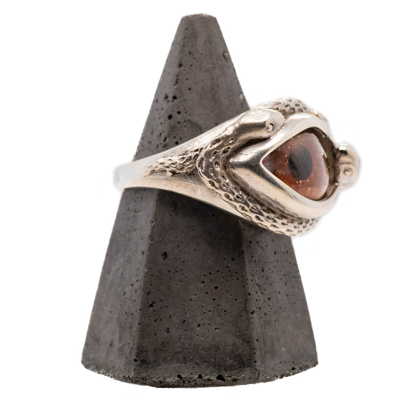 Hand Painted Brown Ojo De Medusa Small Eye Ring