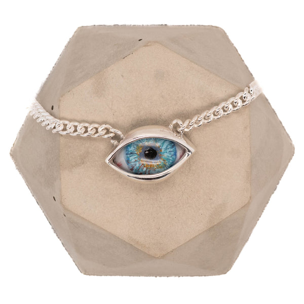 Blue Silver Dali Eye Necklace