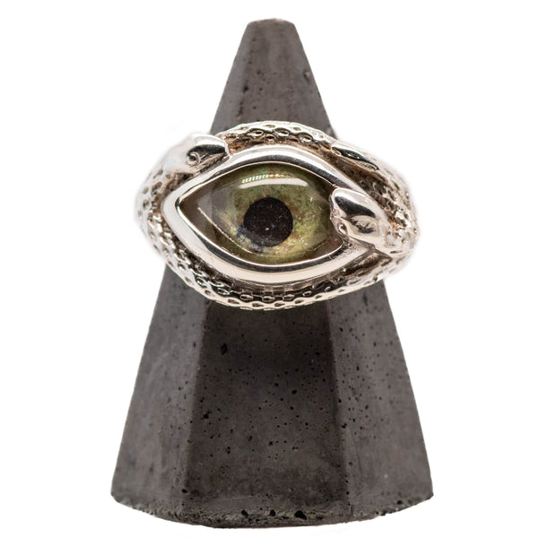 Hand Painted Green Ojo De Medusa Small Eye Ring