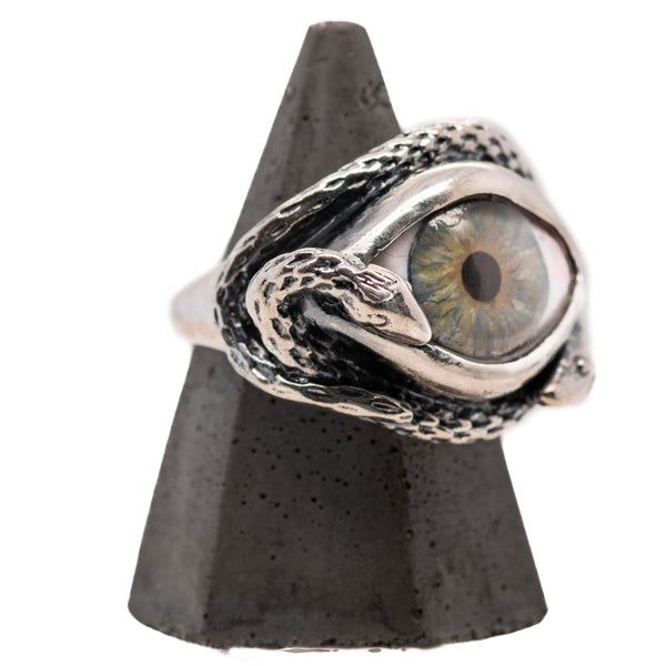 Hand Painted Blue Ojo De Medusa Eye Ring