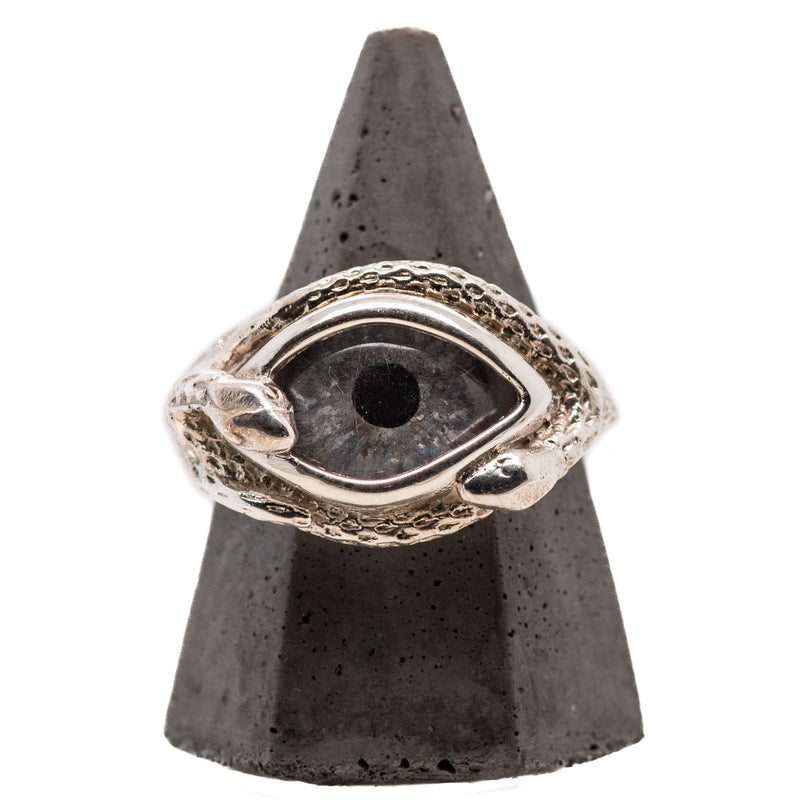 Hand Painted Blue Ojo De Medusa Small Eye Ring