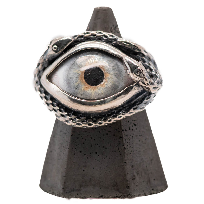 Hand Painted Blue Ojo De Medusa Eye Ring