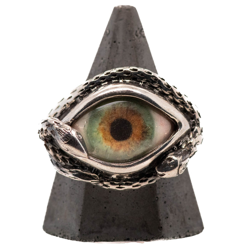 Hand Painted Hazel Ojo De Medusa Eye Ring