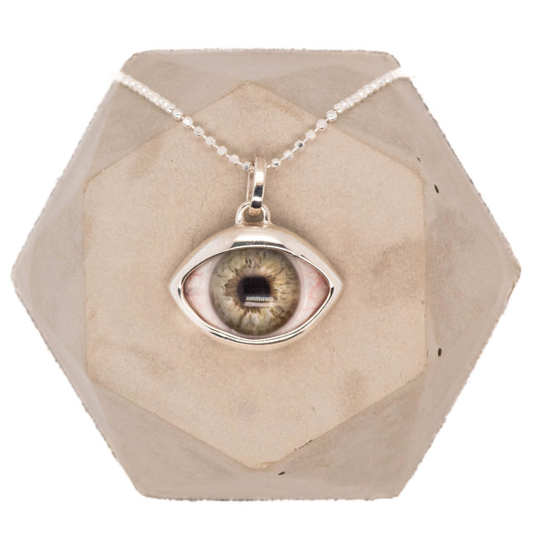 Sage Green Silver Eye Pendant