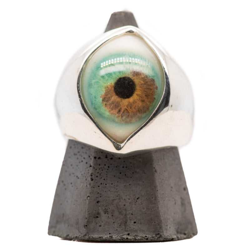 Hand Painted Hazel Silver King Eye Ring