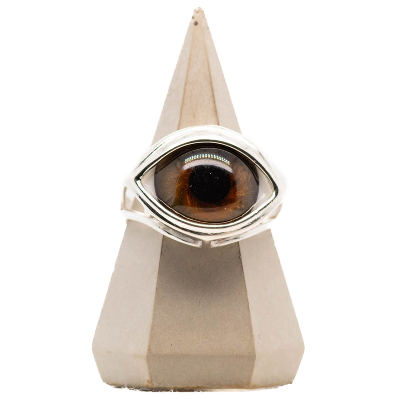 Hazel Silver Glass Skeleton Eye Ring