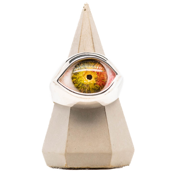 Hand Painted Multicolored Silver Classic Eye Ring