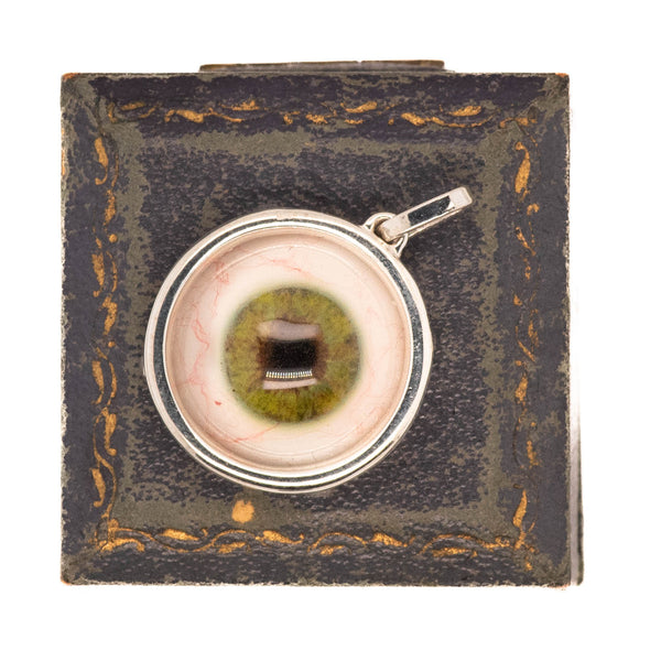 Hand Painted Green Silver Eye Pendant