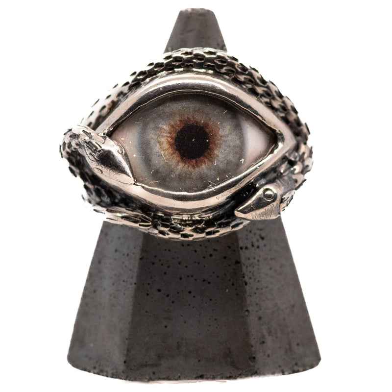 Hand Painted Blue Ojo De Medusa Eye Ring