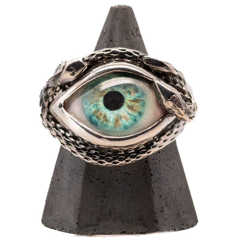 Hand Painted Turquoise Ojo De Medusa Eye Ring