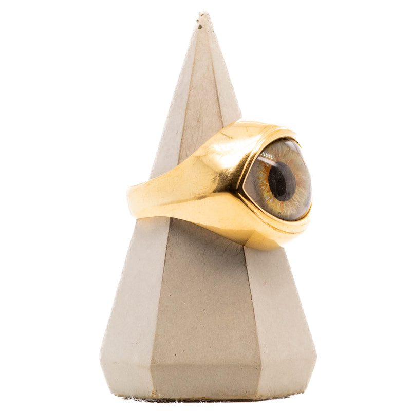 Hand Painted Hazel Gold Plated Classic Eye Ring