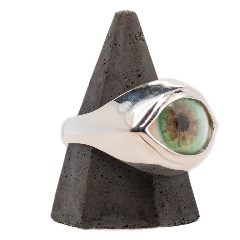 Hand Painted Hazel Silver Classic Eye Ring