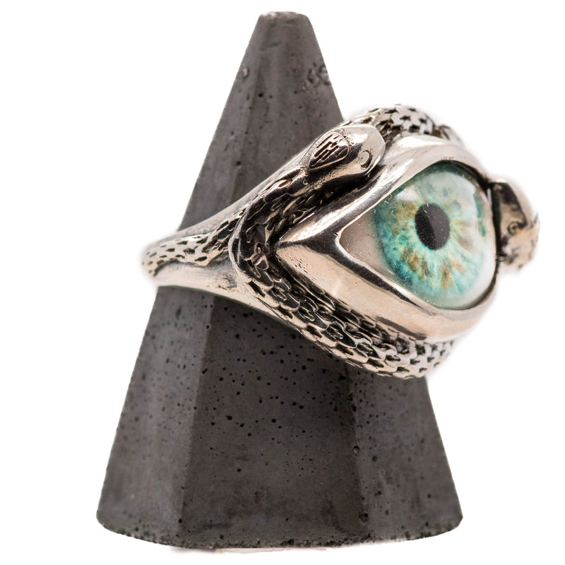 Hand Painted Turquoise Ojo De Medusa Eye Ring