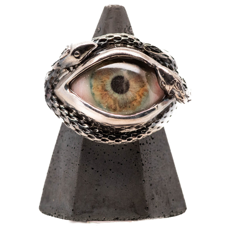 Hand Painted Hazel Ojo De Medusa Eye Ring