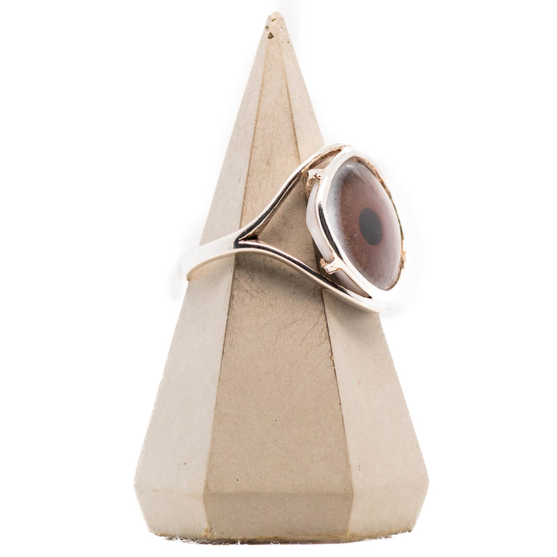 Brown Glass Skeleton Eye Ring
