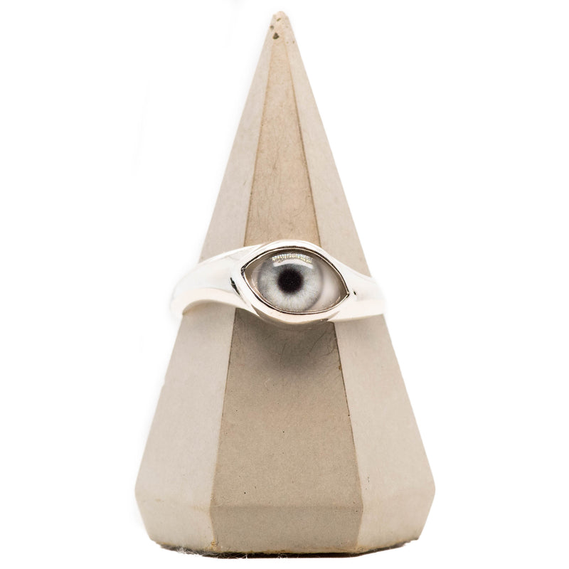 Ice Blue Mini Silver Twist Eye Ring
