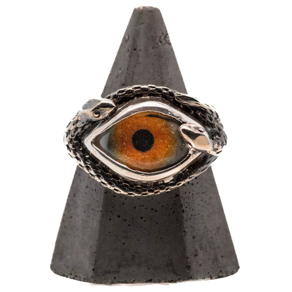 Hand Painted Hazel Ojo De Medusa Eye Ring (smaller version)