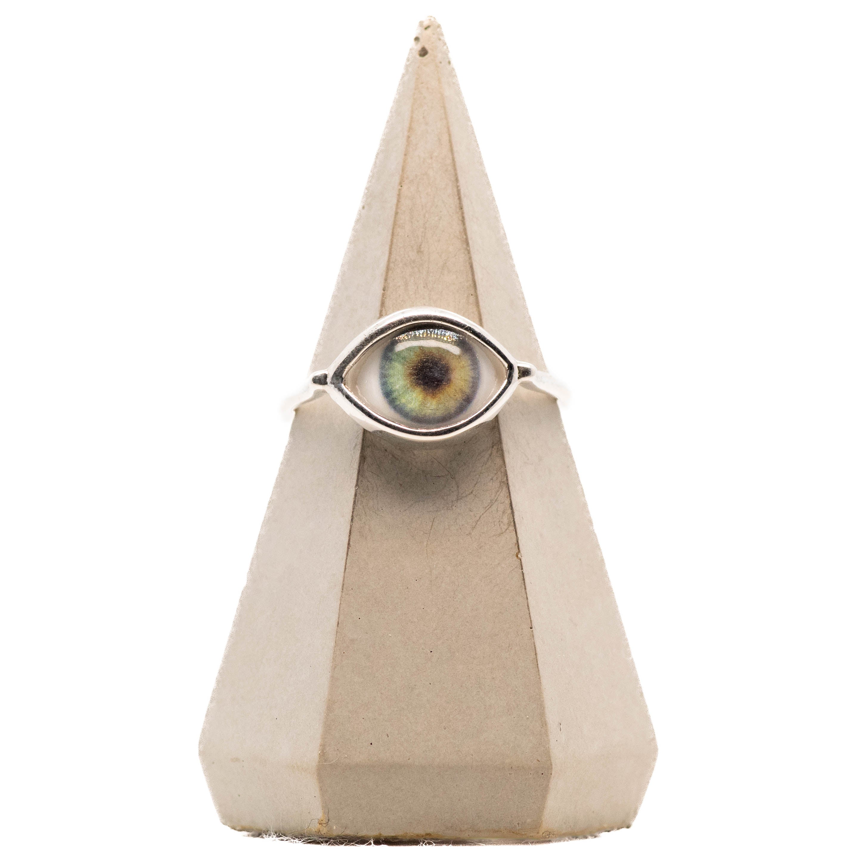 Green Hazel Silver Mini Eye Ring – Eyeba