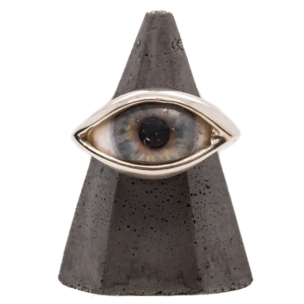 Hand Painted Blue Silver Dali Eye Ring