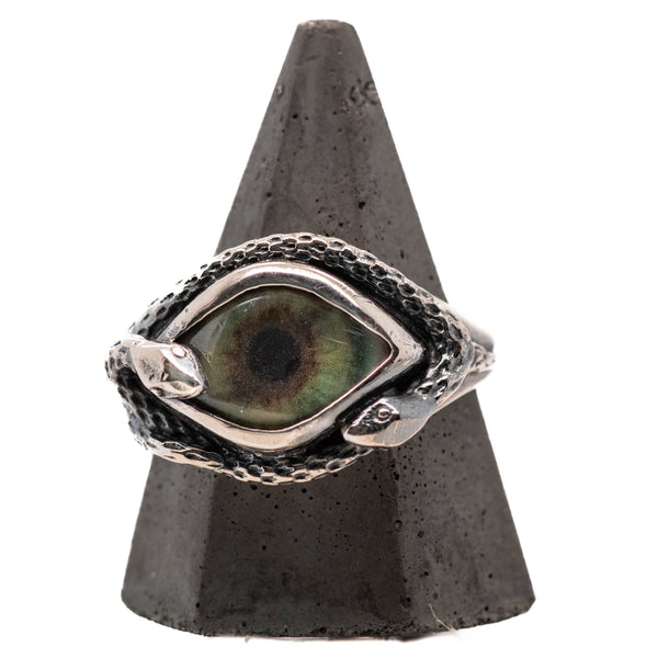 Hand Painted Hazel Ojo De Medusa Eye Ring (smaller version)