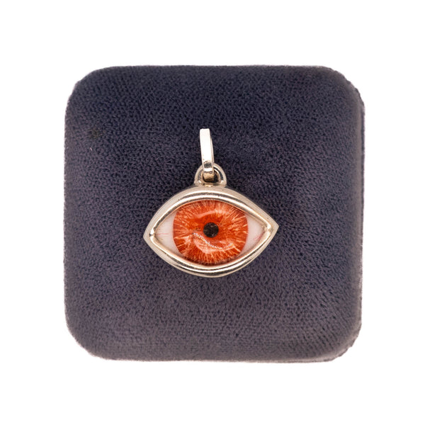 Hand Painted Red Silver Classic Eye Pendant