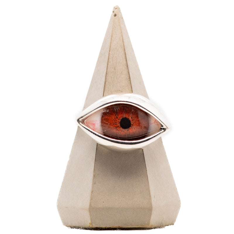 Hand Painted Red Silver Dali Eye Ring