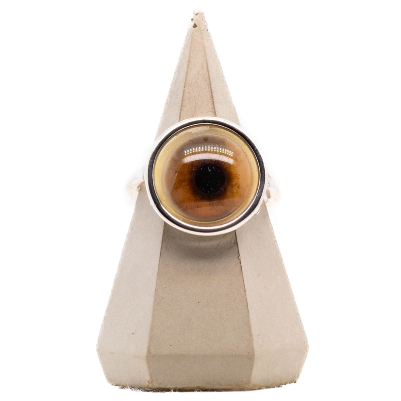 Brown Circular Glass Eye Ring