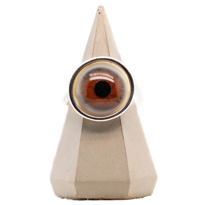 Brown Circular Glass Eye Ring