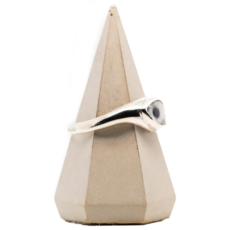 Ice Blue Mini Silver Twist Eye Ring