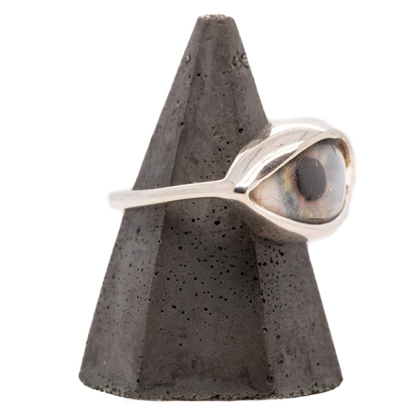 Hand Painted Blue Silver Dali Eye Ring