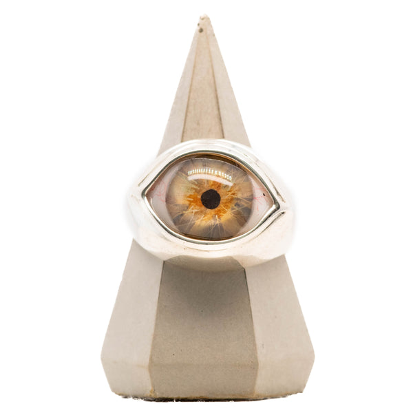 Hand Painted Hazel Silver Classic Eye Ring