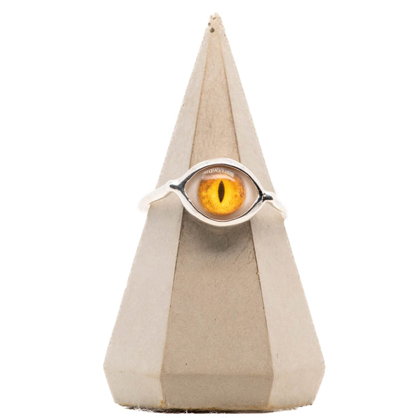 Orange Silver Mini Cat Eye Ring