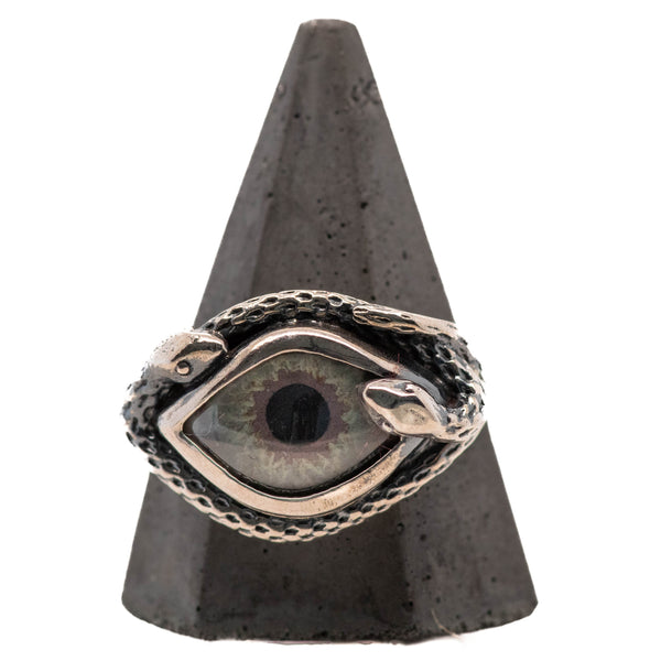 Hand Painted Blue Ojo De Medusa Eye Ring (smaller version)