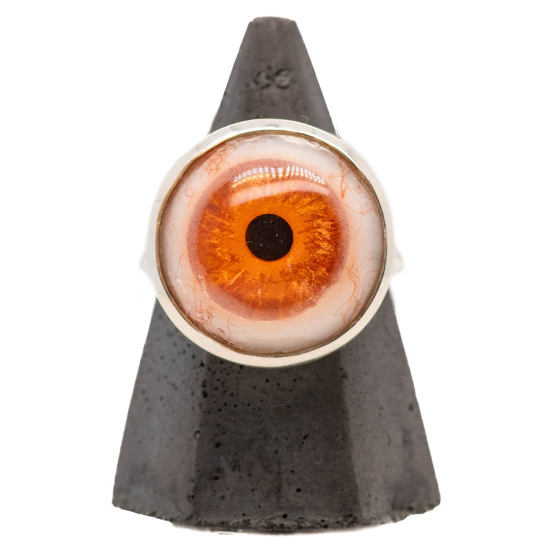 Hand Painted Orange Eye Candy Silver Ring