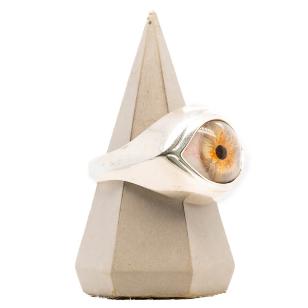 Hand Painted Hazel Silver Classic Eye Ring