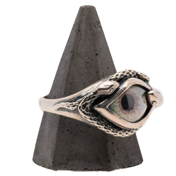 Hand Painted Blue Ojo De Medusa Eye Ring (smaller version)