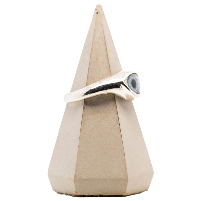 Light Blue Mini Silver Twist Eye Ring