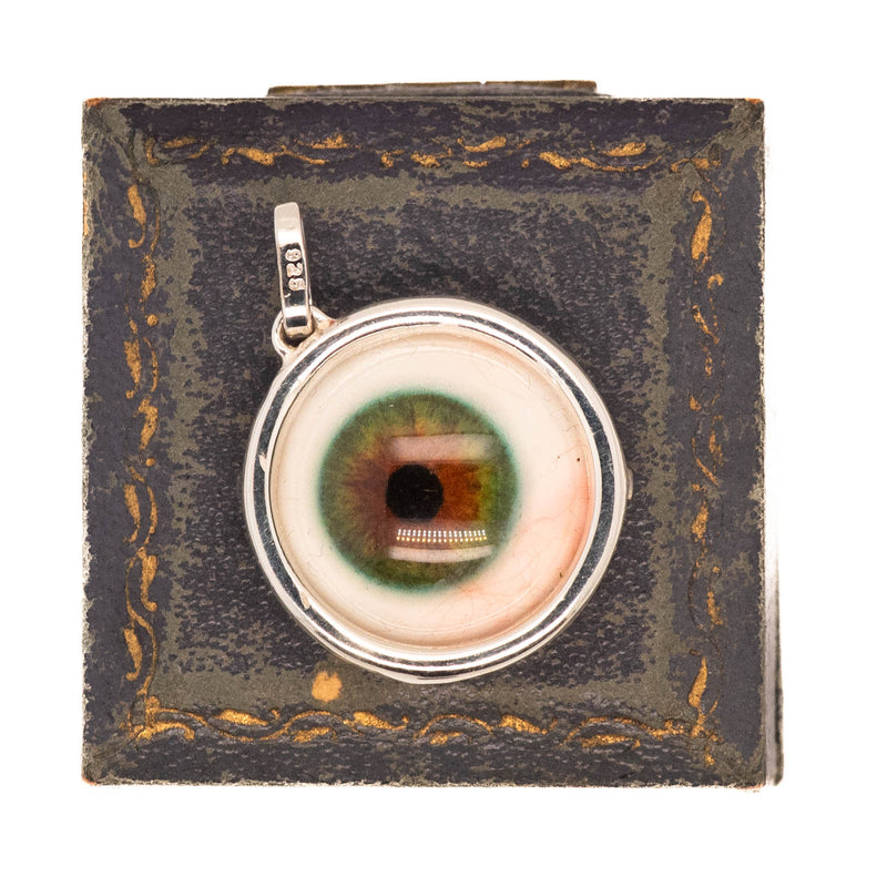 Hand Painted Hazel Silver Eye Pendant