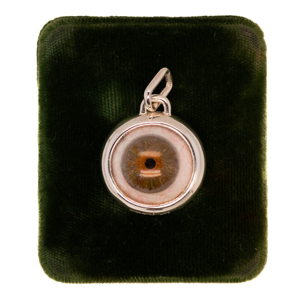 Hand Painted Hazel Silver Bubble Eye Pendant