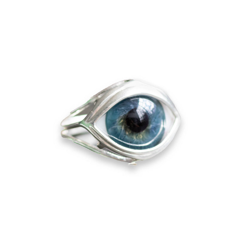 Blue Glass Skeleton Eye Ring