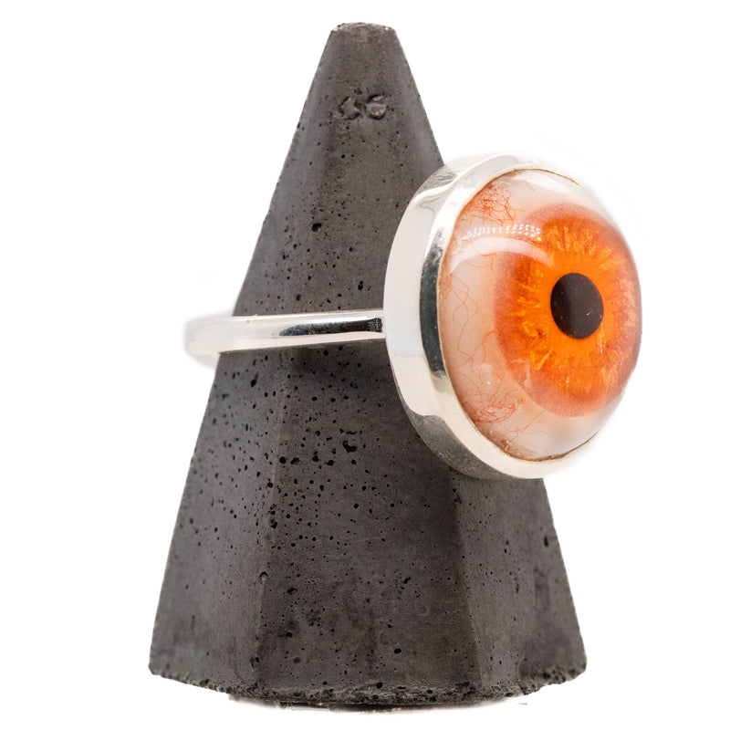 Hand Painted Orange Eye Candy Silver Ring