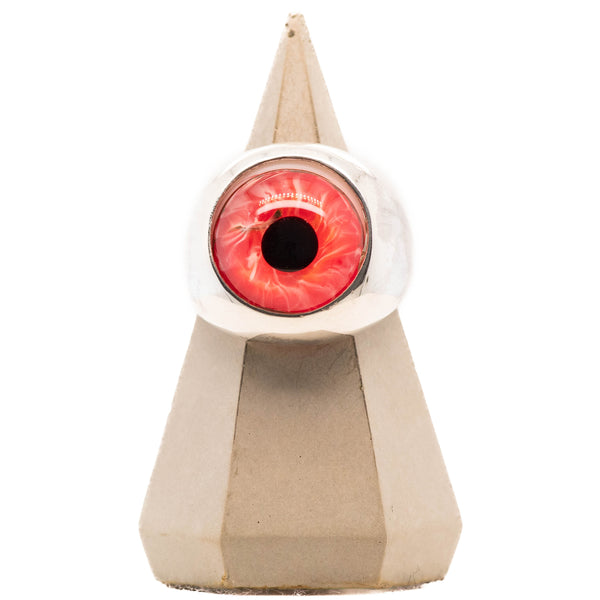 Red Silver Bubble Glass Eye Ring