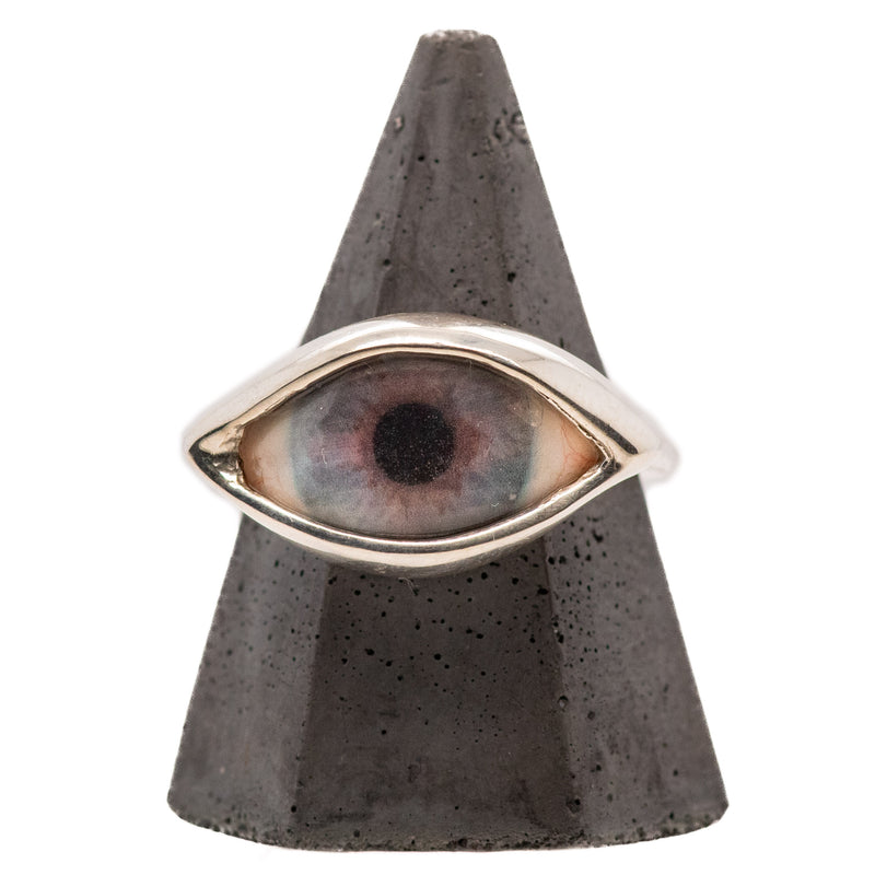 Hand Painted Lavender Silver Dali Eye Ring