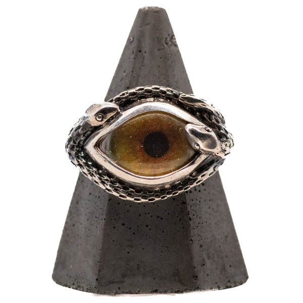 Hand Painted Hazel Ojo De Medusa Eye Ring (smaller version)