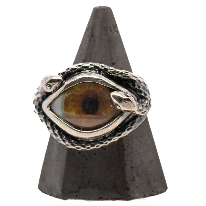 Hand Painted Hazel Ojo De Medusa Eye Ring (smaller version)