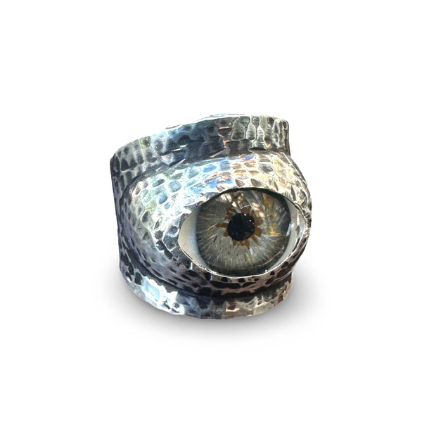 Thorns & Roses Hand Painted Hazel Silver Eye Ring