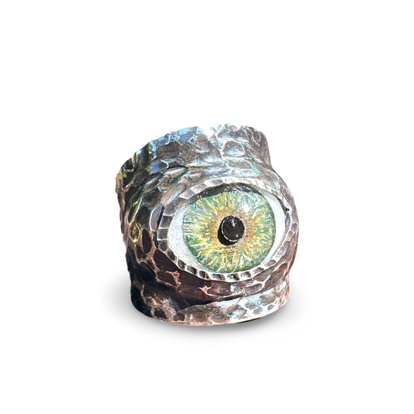Thorns & Roses Hand Painted Hazel Silver Eye Ring